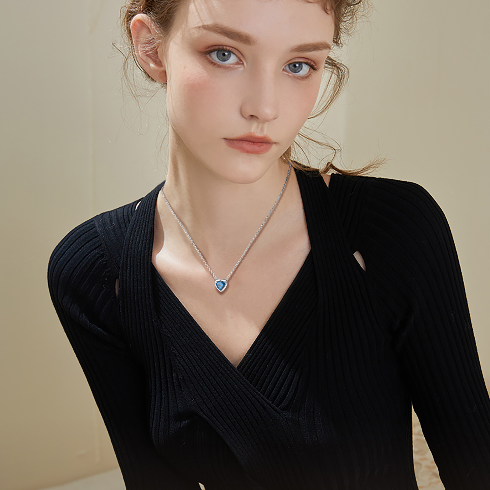 Collier Cœur en Argent Sterling avec Pierre de Naissance Modèle