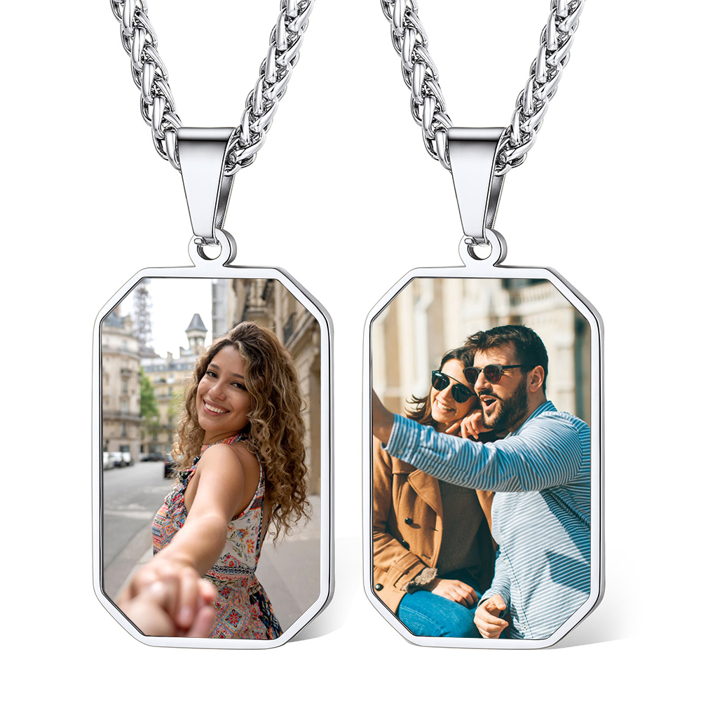 Pendentif Plaque Militaire Personnalisée avec Photo pour Homme