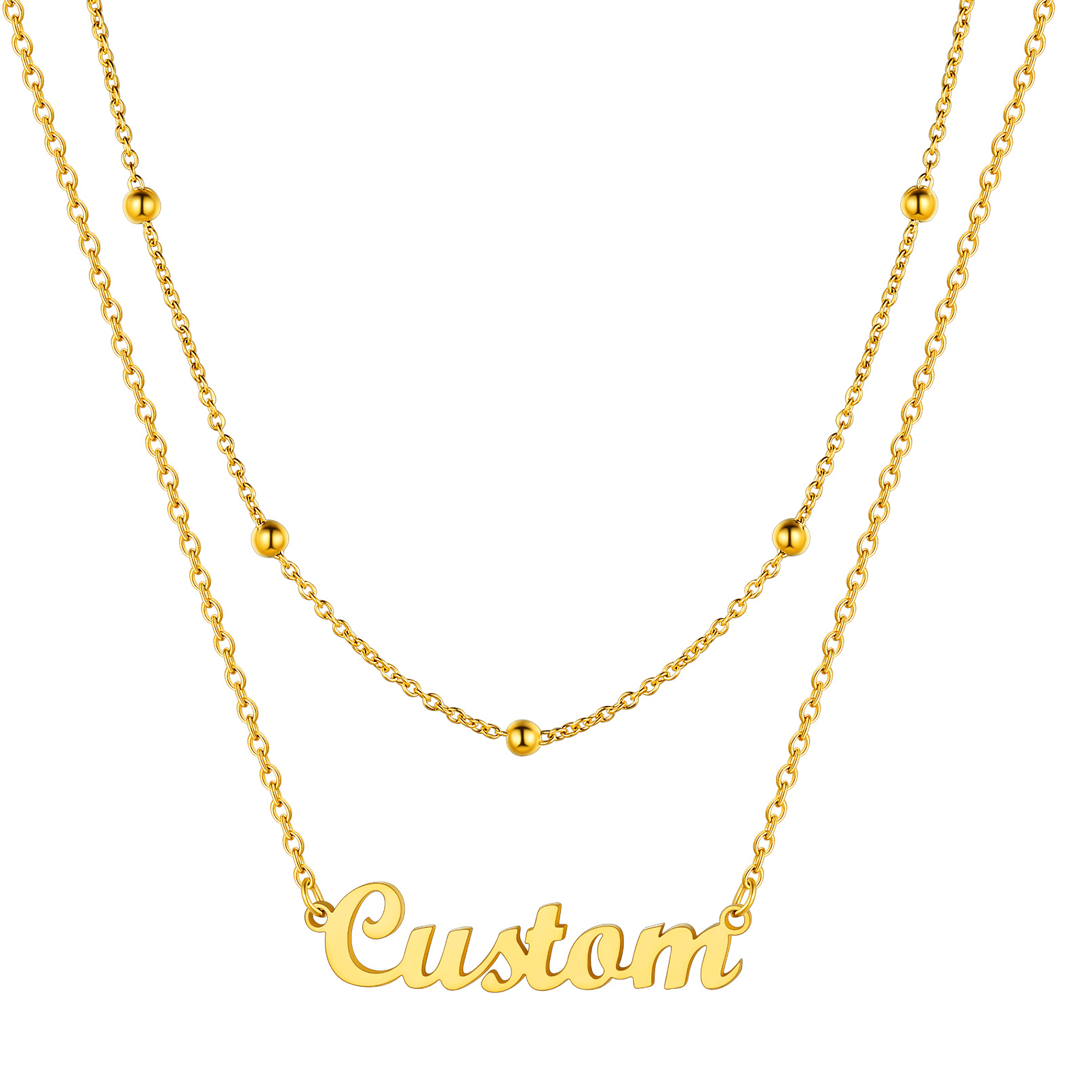 Collier Personnalisé à Double Couche avec Prénom or