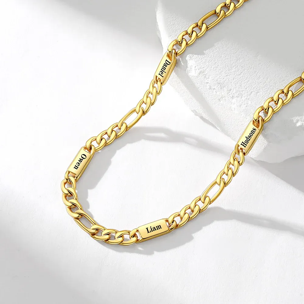 Collier or  en acier inoxydable Prénoms Homme Gravure