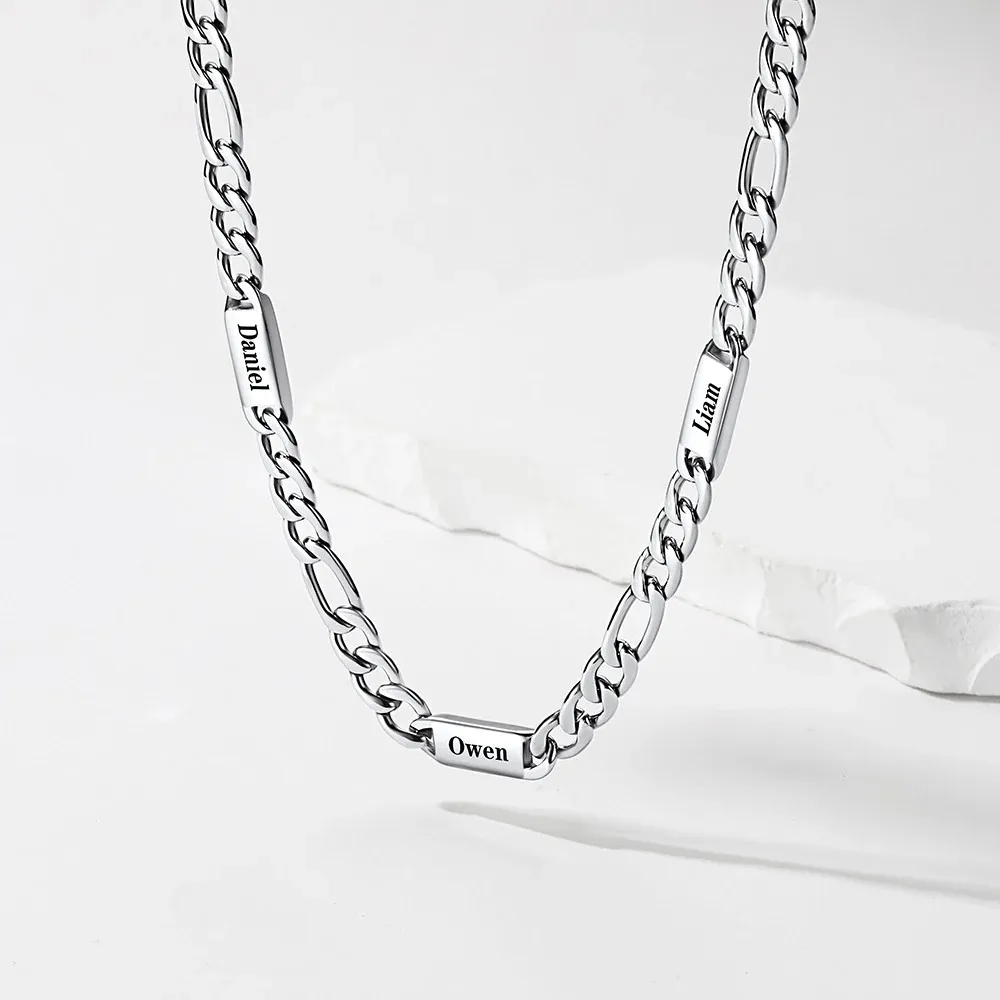 Collier solide Prénoms Homme Gravure Personnalisée 
