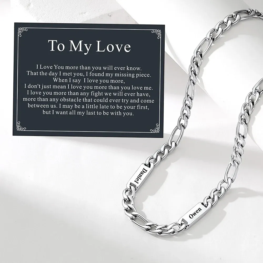 Collier Prénoms Homme Gravure Personnalisée avec carte