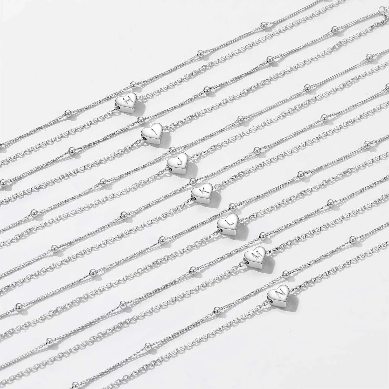 Bracelet de Cheville Personnalisé Cœur Initiale en Argent 925 Collection