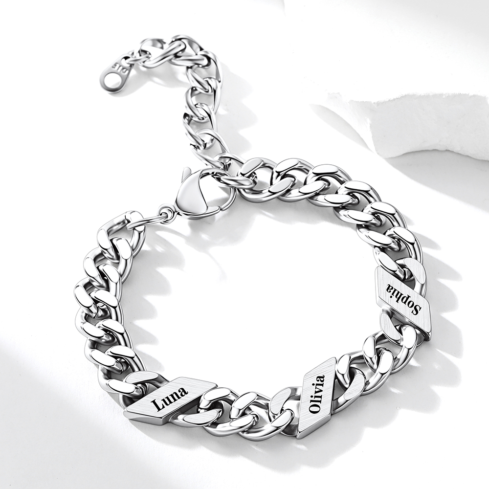 Bracelet pour Femme Cubain Gravé 1 à 6 Noms 5mm