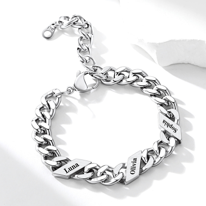 Bracelet pour Femme Cubain Gravé 1 à 6 Noms 5mm