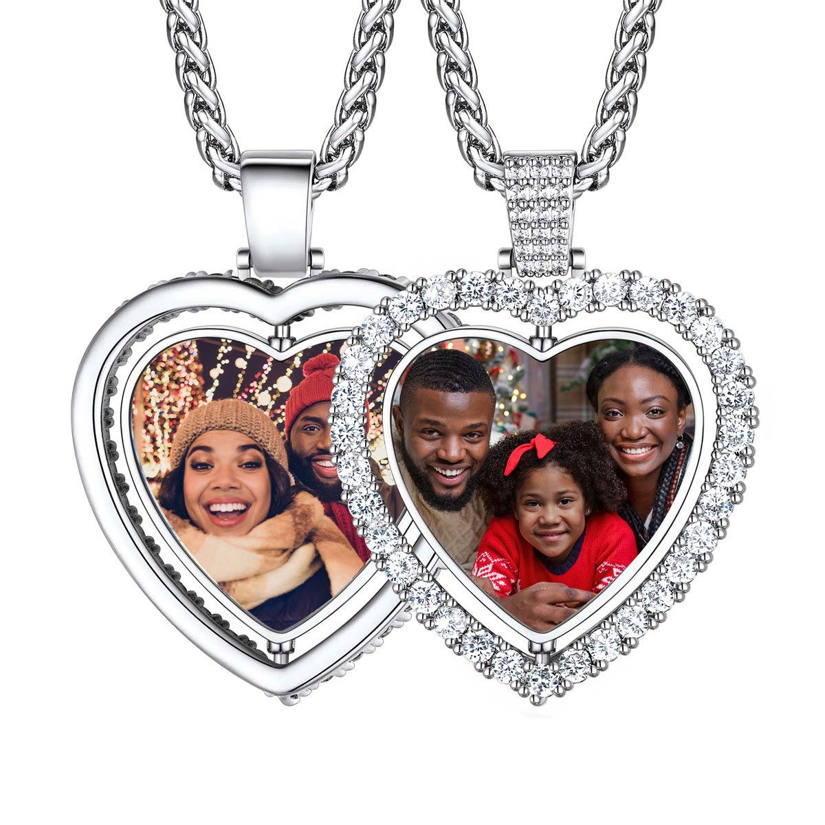 Collier Pendentif Cœur Personnalisé avec Photo et Strass