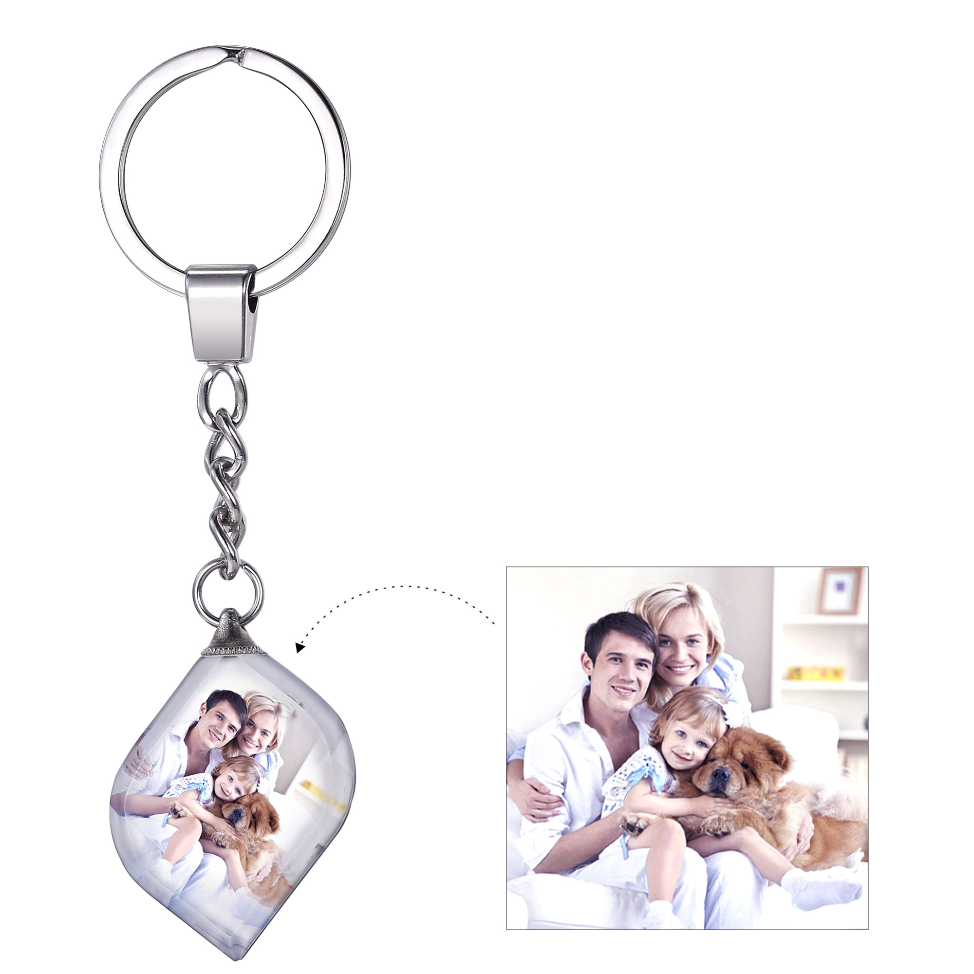 Porte Clés Personnalisé Photo en Acier Inoxydable