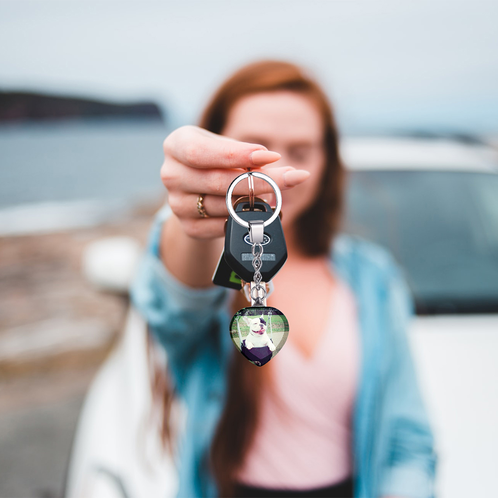 Porte Clés Personnalisé Photo en Acier Inoxydable cadeau pour femme