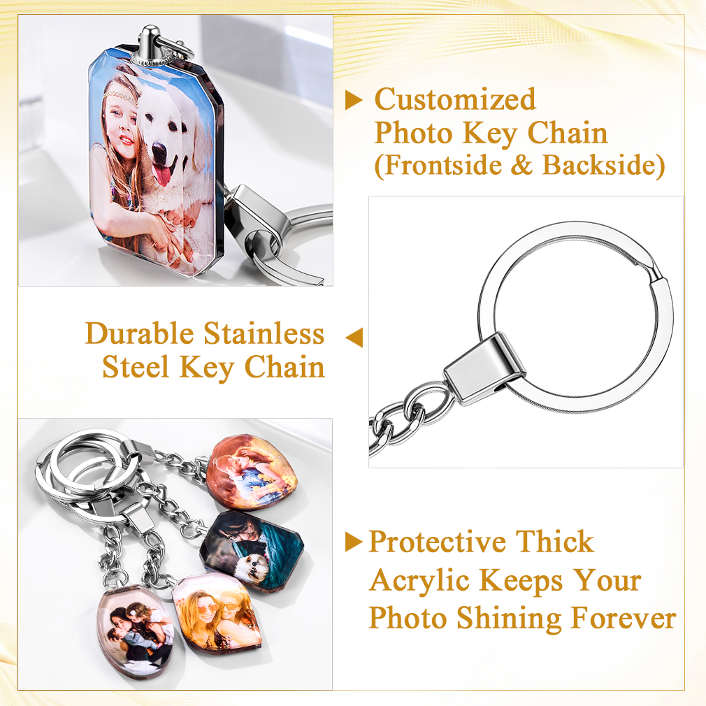 Porte Clés Personnalisé Photo en Acier Inoxydable détail
