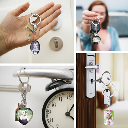 Porte Clés Personnalisé Photo en Acier pour homme