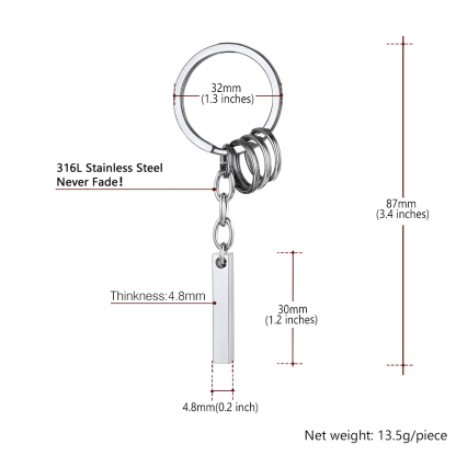 Porte-clés Barre Gravée Personnalisable taille