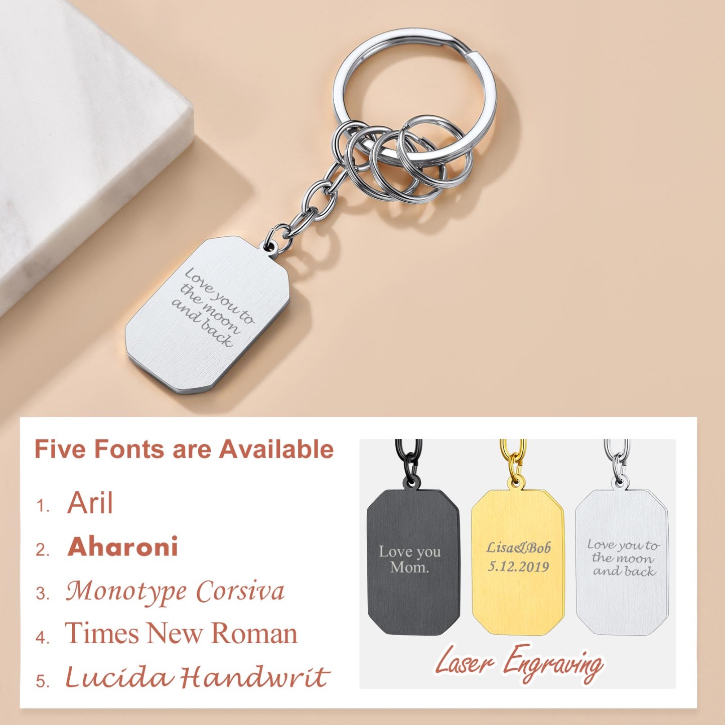 Porte-clés Personnalisable avec 2 Photos Police