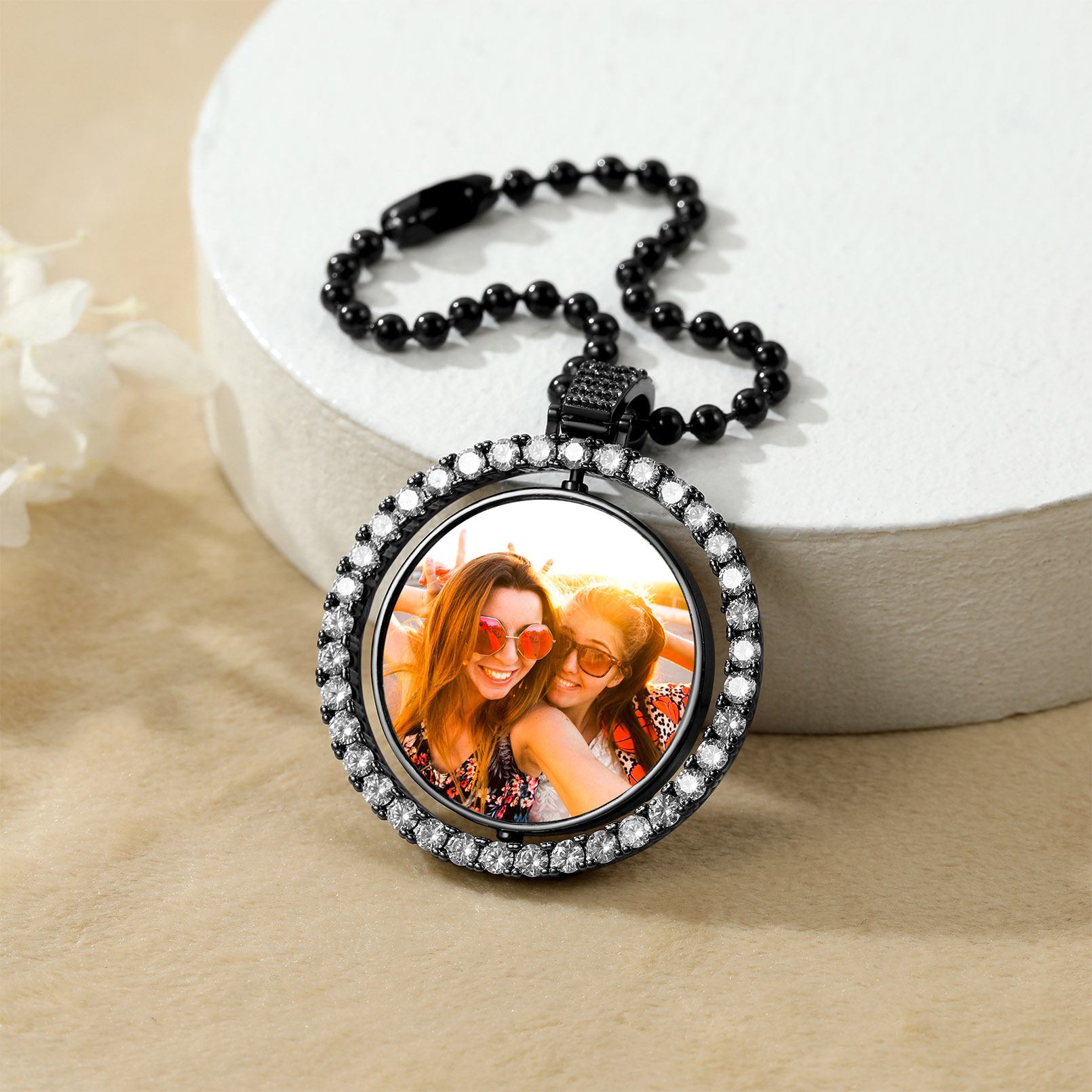 Porte-photo Voiture Personnalisé Double Face Pendentif Accessoires noir