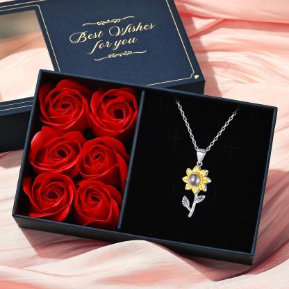 Projection 100 Langues Je t'aime Collier Photo Personnalisé cadeau