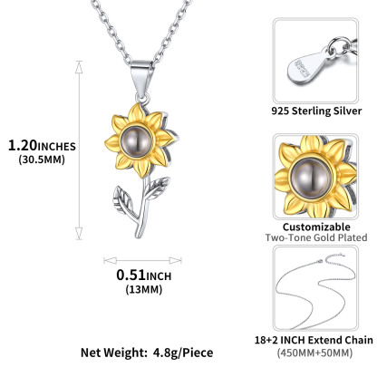 Projection 100 Langues Je t'aime Collier Photo Personnalisé taille