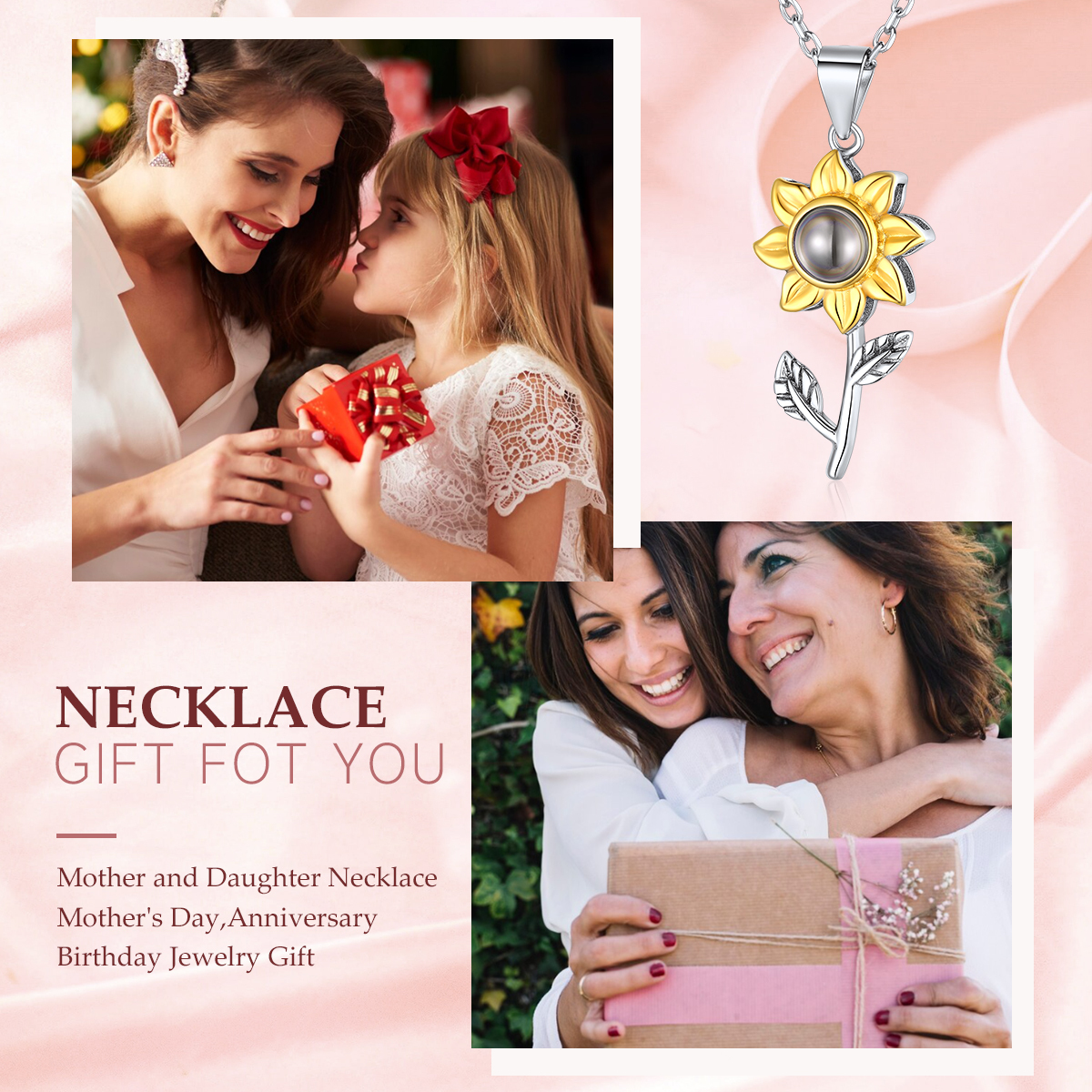 Projection Collier Photo Personnalisé cadeau pour femme