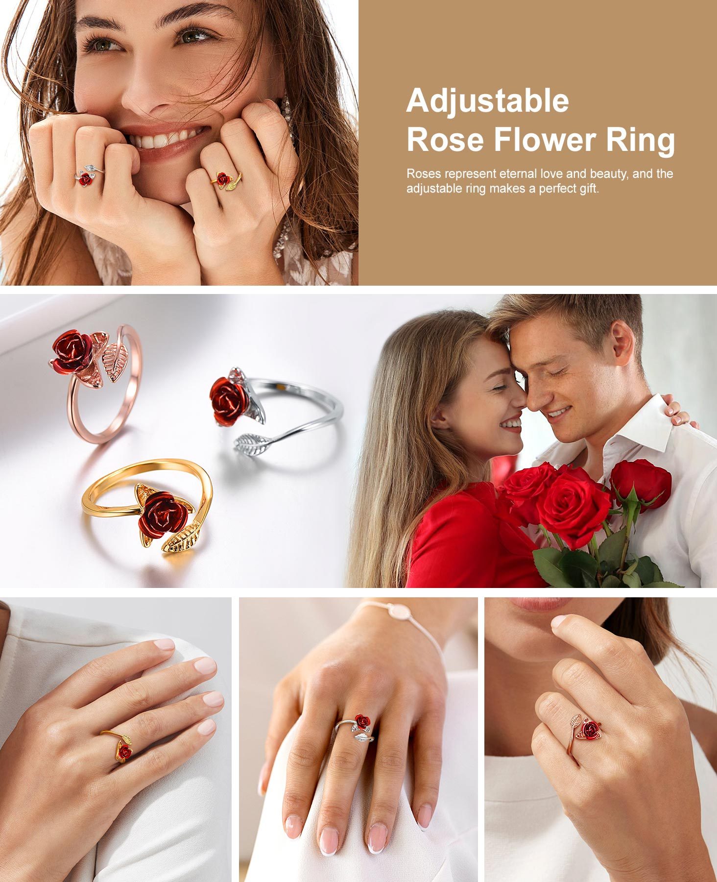 Bague Ajustable  Cadeau de Saint-Valentin