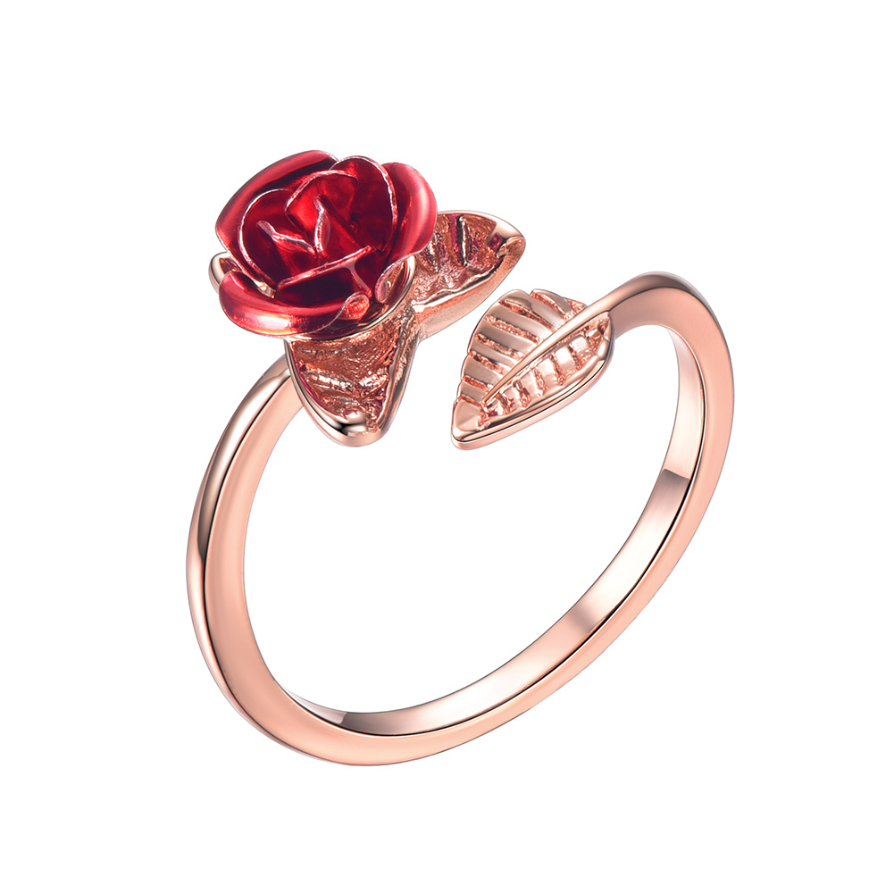 Bague Ajustable Rose pour Femme et Cadeau de Saint-Valentin Or Rose
