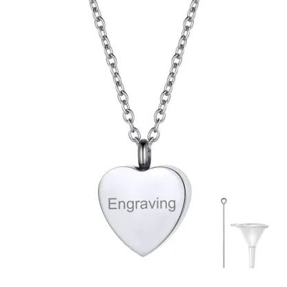 Collier de Crémation en Forme de Cœur Personnalisé avec Gravure 