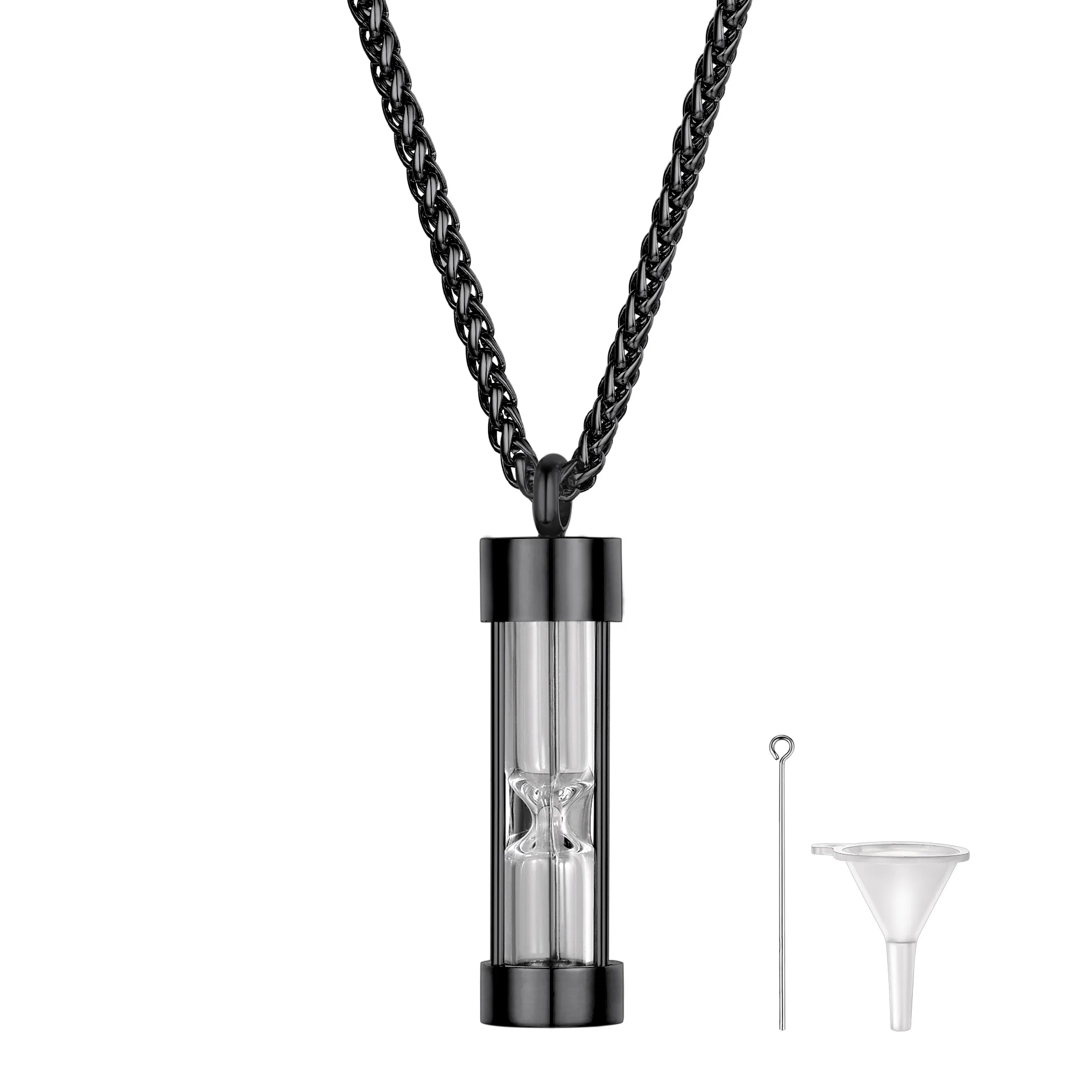 Collier Pendentif Urne pour Cendres en Acier Inoxydable Noir