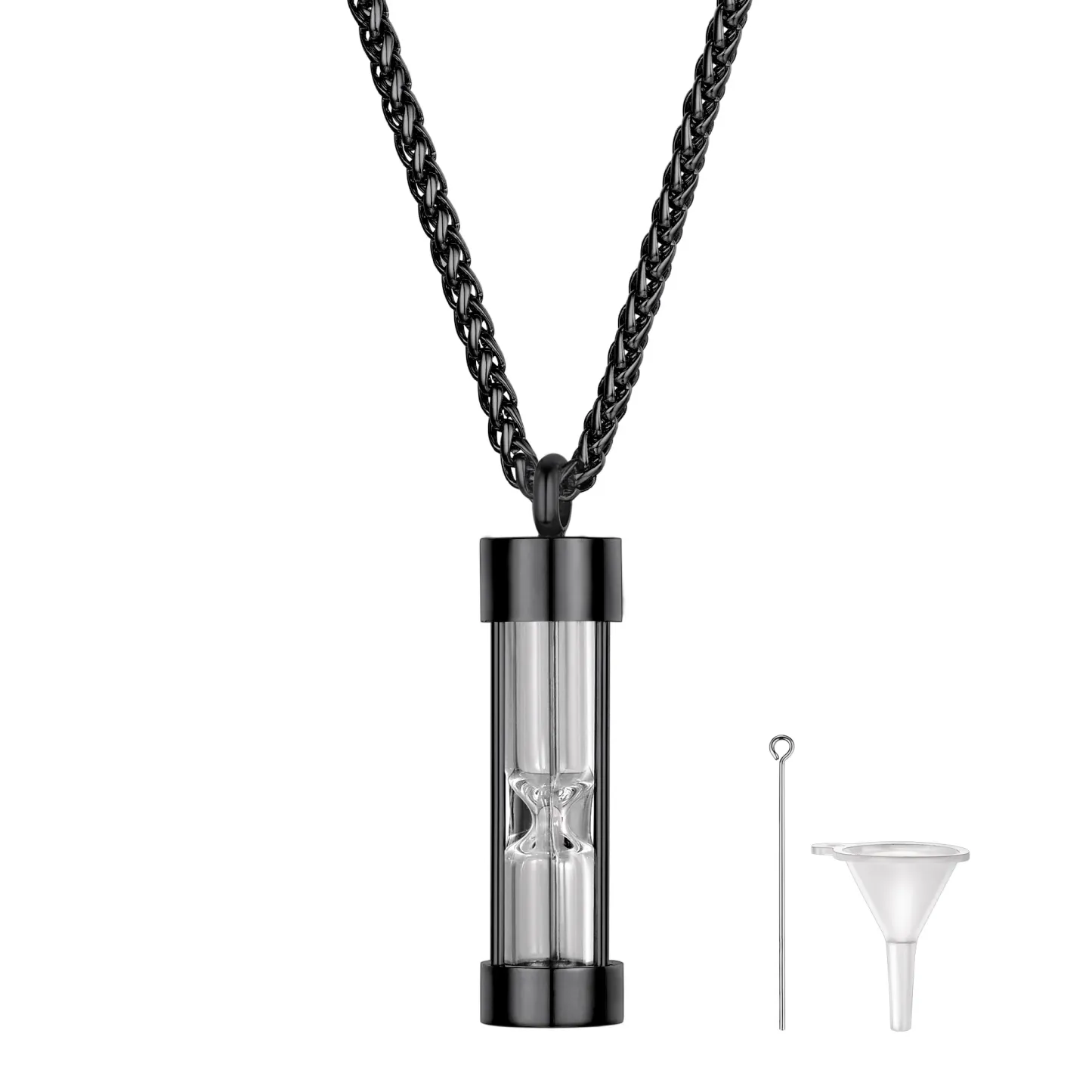Collier Pendentif Urne pour Cendres en Acier Inoxydable Noir