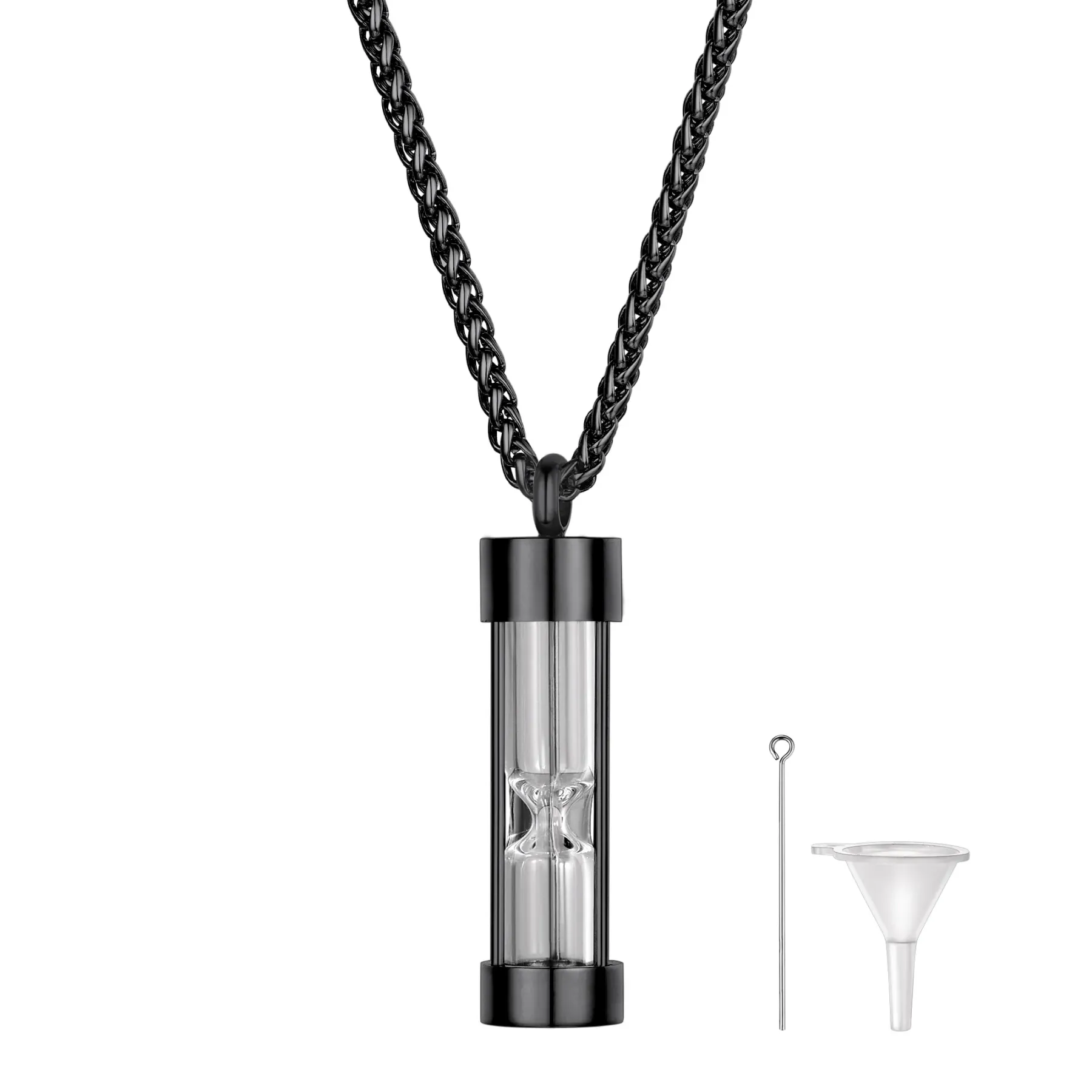 Collier Pendentif Urne pour Cendres en Acier Inoxydable Noir
