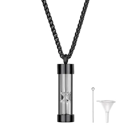 Collier Pendentif Urne pour Cendres en Acier Inoxydable Noir