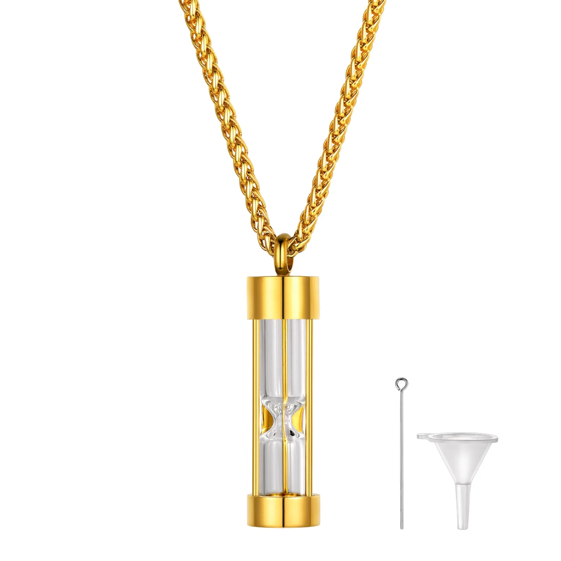 Collier Pendentif Urne pour Cendres en Acier Inoxydable Or