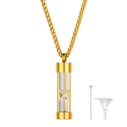 Collier Pendentif Urne pour Cendres en Acier Inoxydable Or