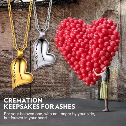Collier Urne Crémation Personnalisé  Cœur Gravé pour Cendres Cadeau