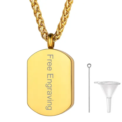 Collier Urne Commémoratif Gravé pour Cendres Or