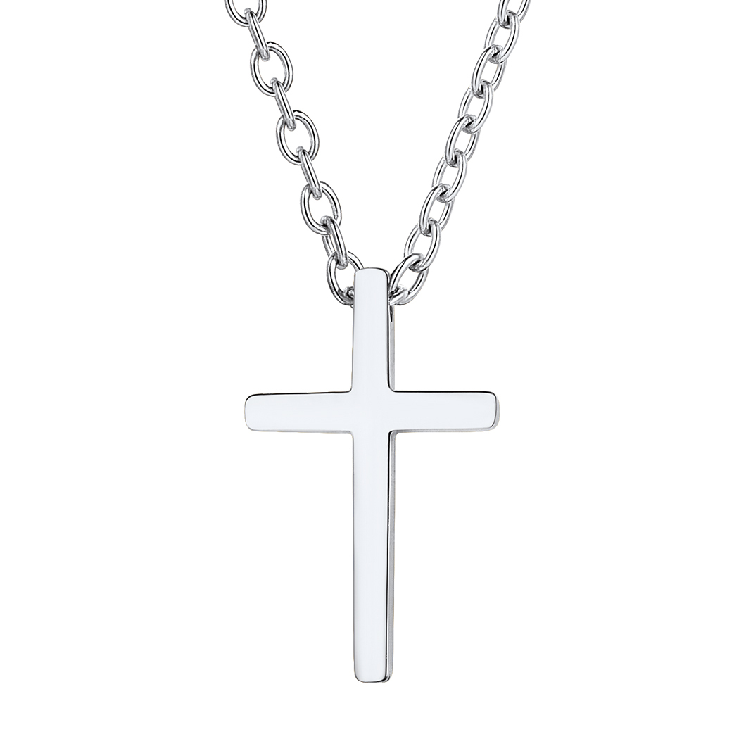 Collier Croix Classique en Acier Inoxydable Homme Femme  Argenté