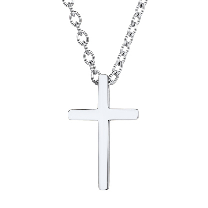 Collier Croix Classique en Acier Inoxydable Homme Femme  Argenté