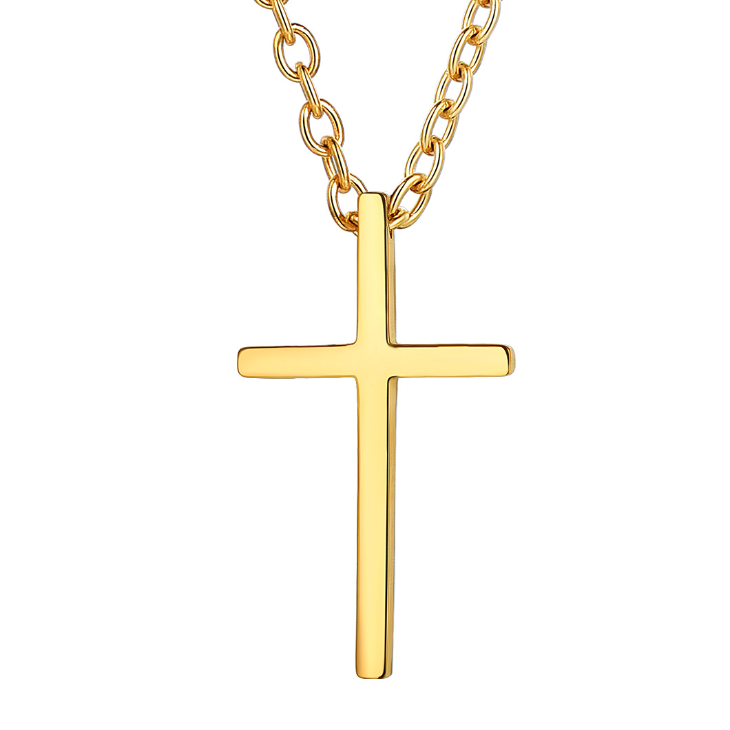 Collier Croix Classique en Acier Inoxydable Homme Or