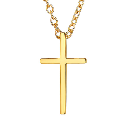 Collier Croix Classique en Acier Inoxydable Homme Or
