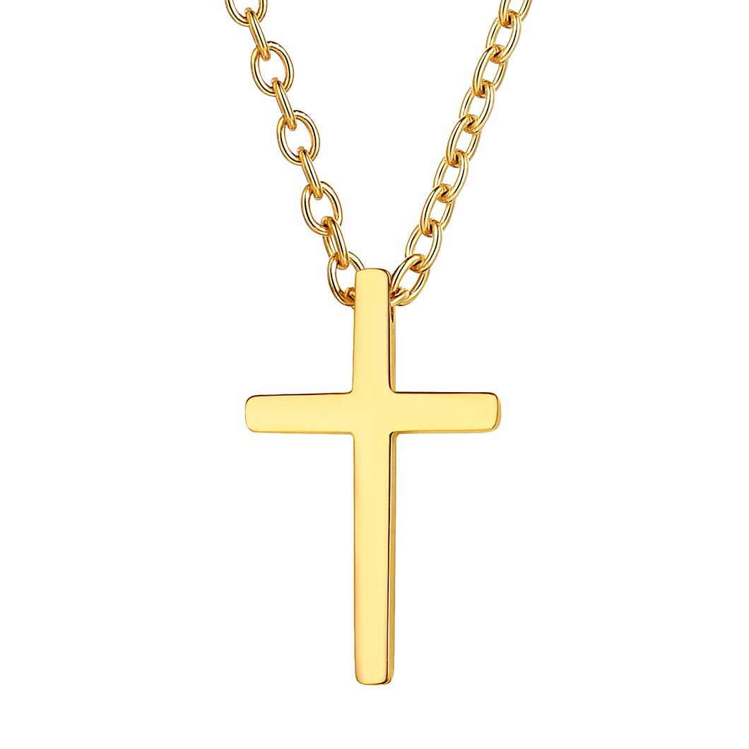 Collier Croix Classique en Acier Inoxydable Femme Or