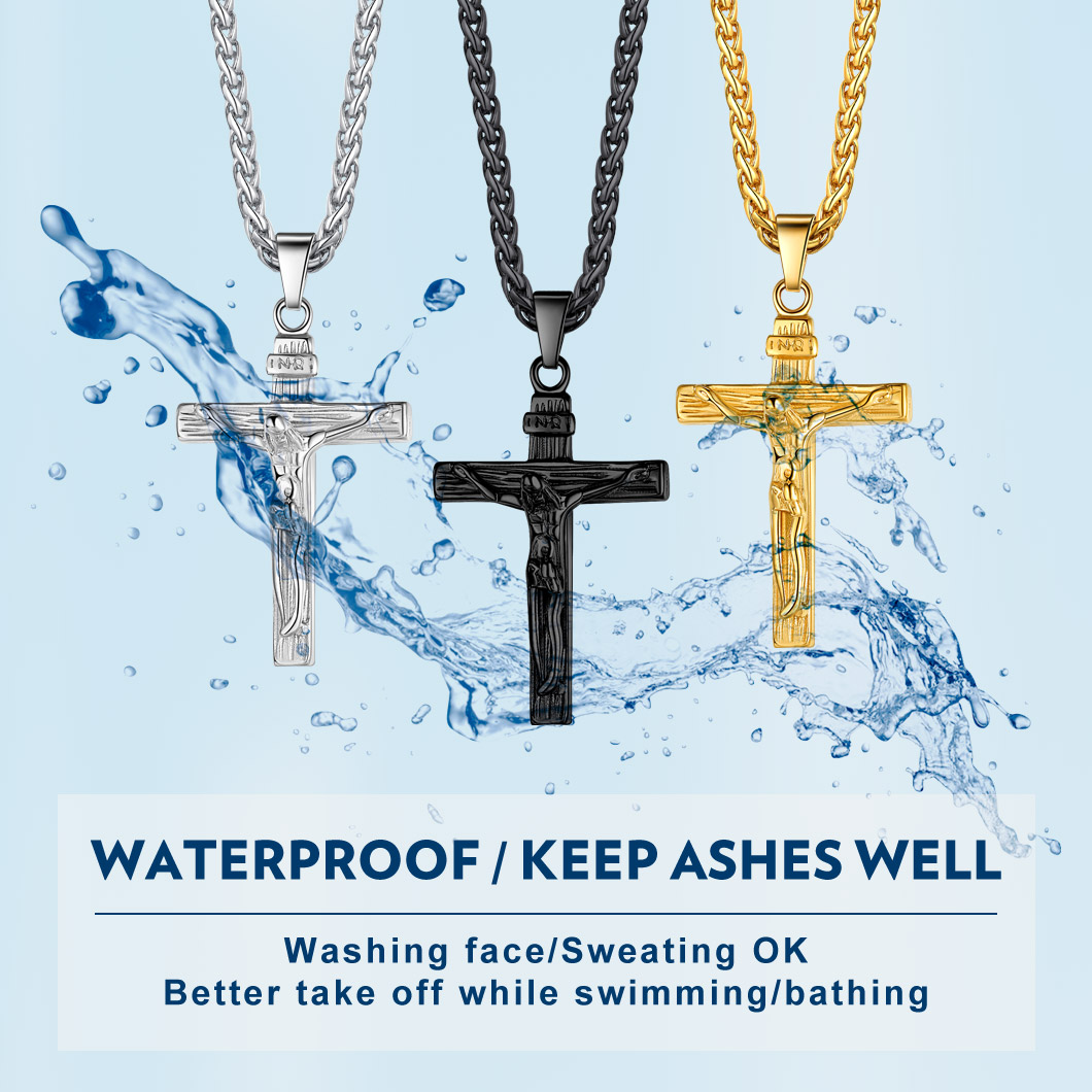 Collier Croix Jésus Urne Funéraire Commémoratif