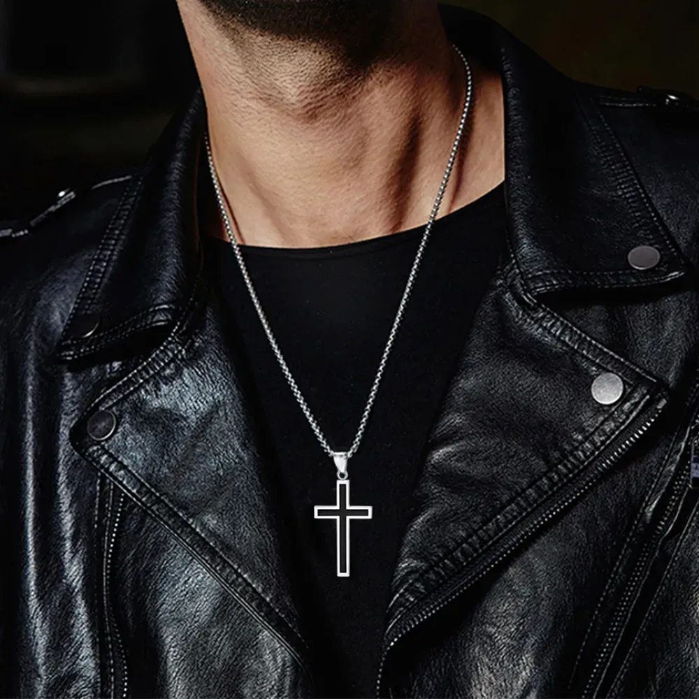 Collier Croix Personnalisable en Acier Inoxydable Modèle