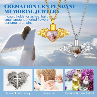 Collier Urne Photo Personnalisé pour Cendres pour Homme et Femme Commémoration