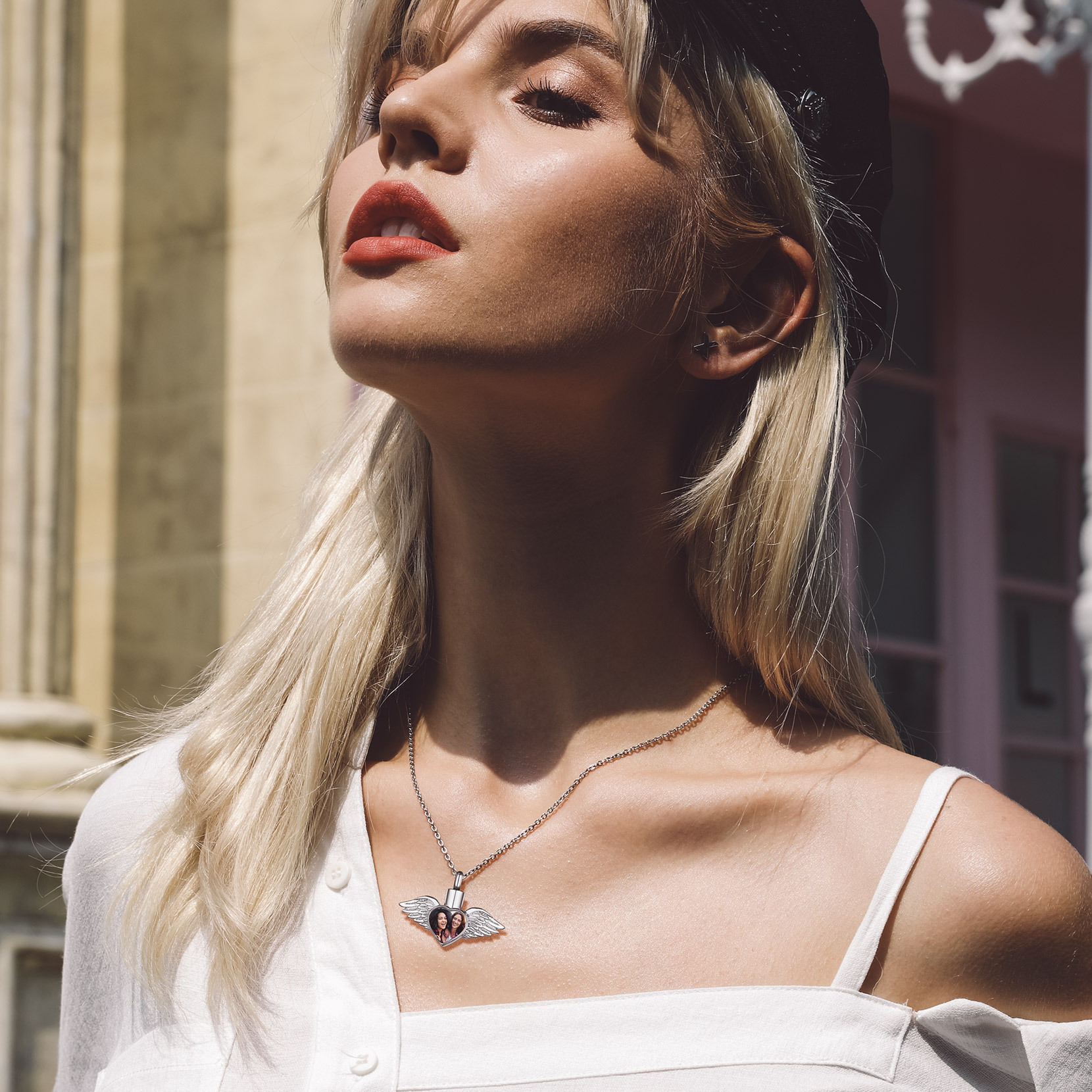 Collier Urne Photo Personnalisé pour Cendres Cadeau pour Femme