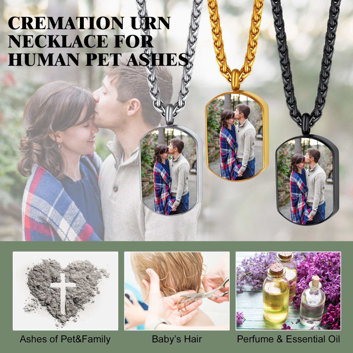 Collier Urne Personnalisé avec Gravure Photo pour Cendres Cadeau