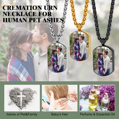 Collier Urne Personnalisé avec Gravure Photo pour Cendres Cadeau