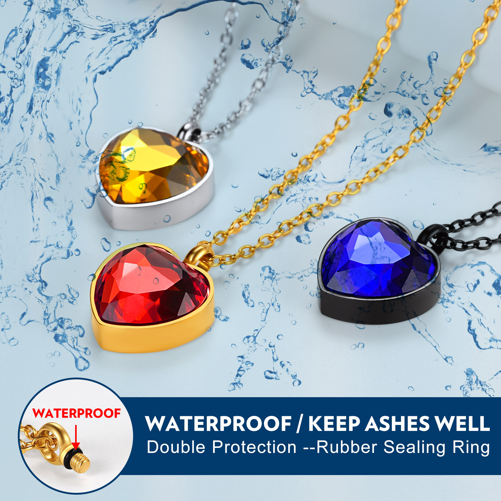  Collier Urne en Cœur Personnalisé avec Pierre de Naissance pour Cendres Fonction