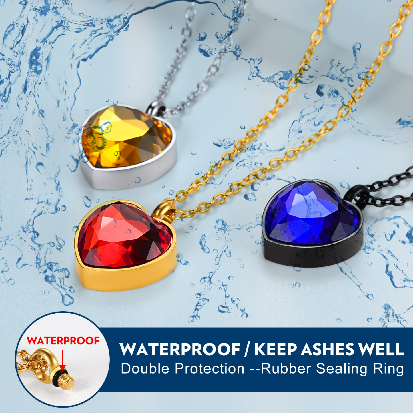  Collier Urne en Cœur Personnalisé avec Pierre de Naissance pour Cendres Fonction