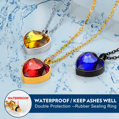  Collier Urne en Cœur Personnalisé avec Pierre de Naissance pour Cendres Fonction
