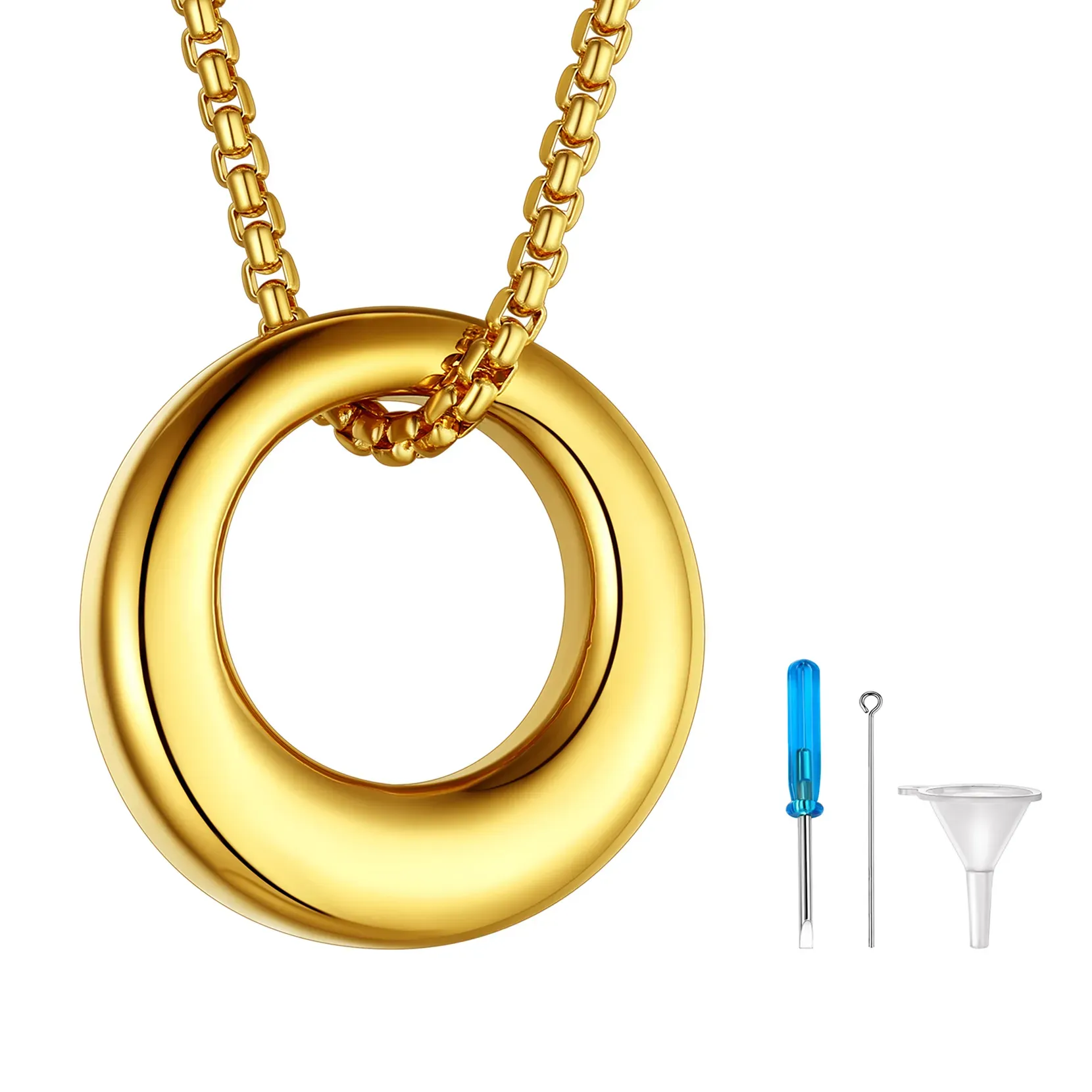 Collier Médaillon Urne Funéraire pour Cendres Or