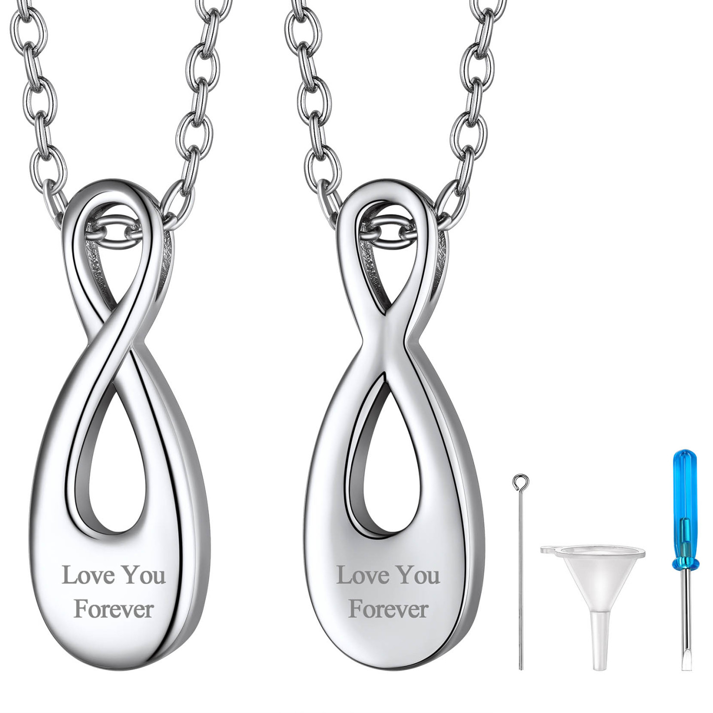 Collier Infini Personnalisé pour Cendres avec Gravure Argenté