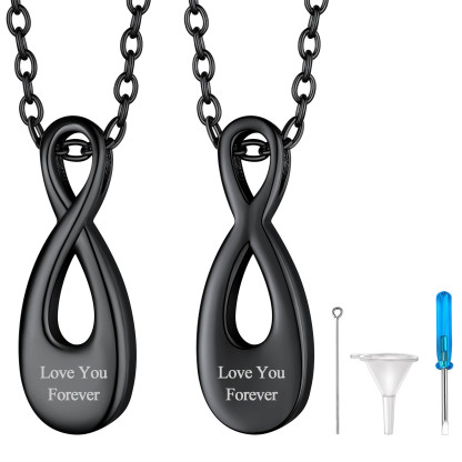 Collier Infini Personnalisé pour Cendres avec Gravure Noir