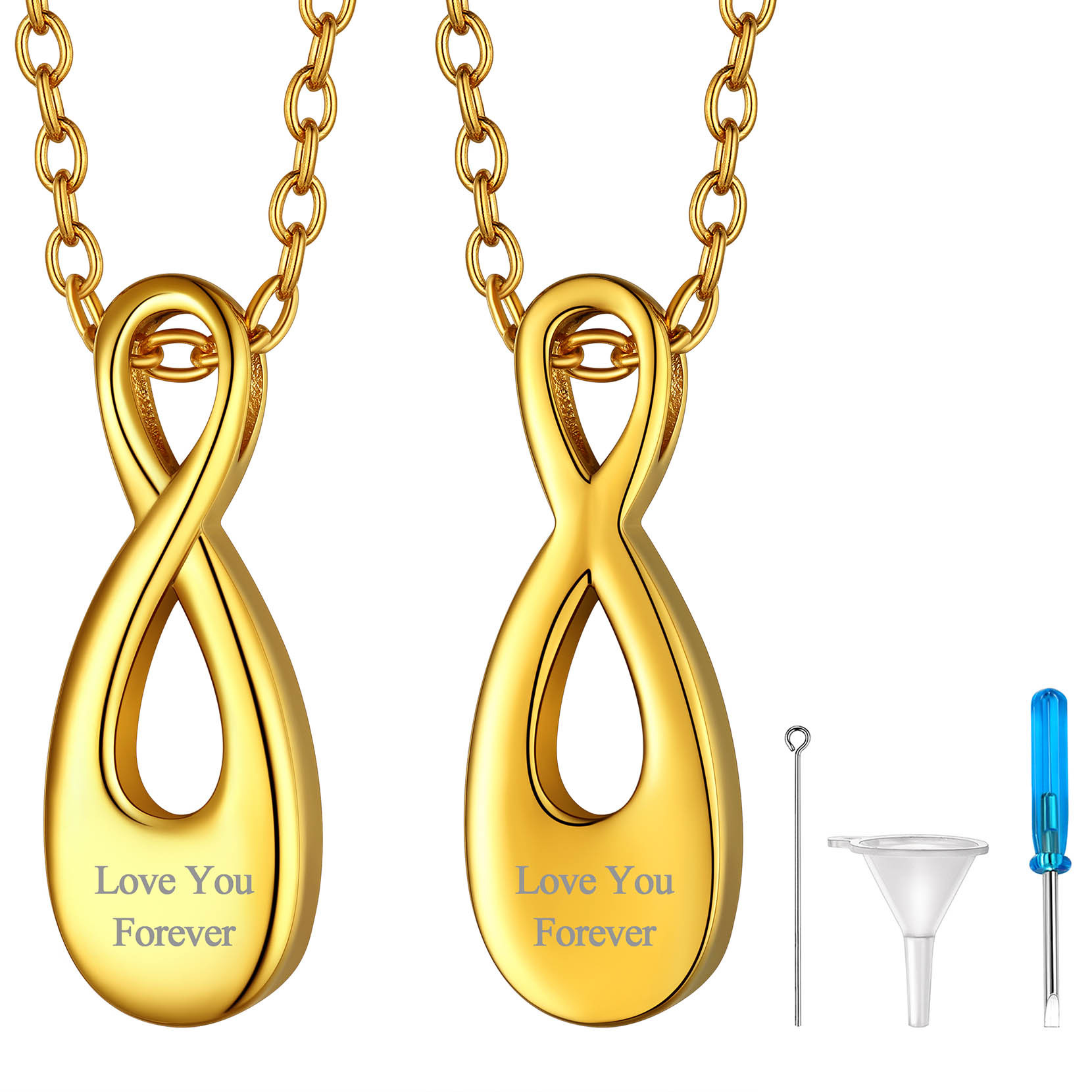 Collier Infini Personnalisé pour Cendres avec Gravure Or