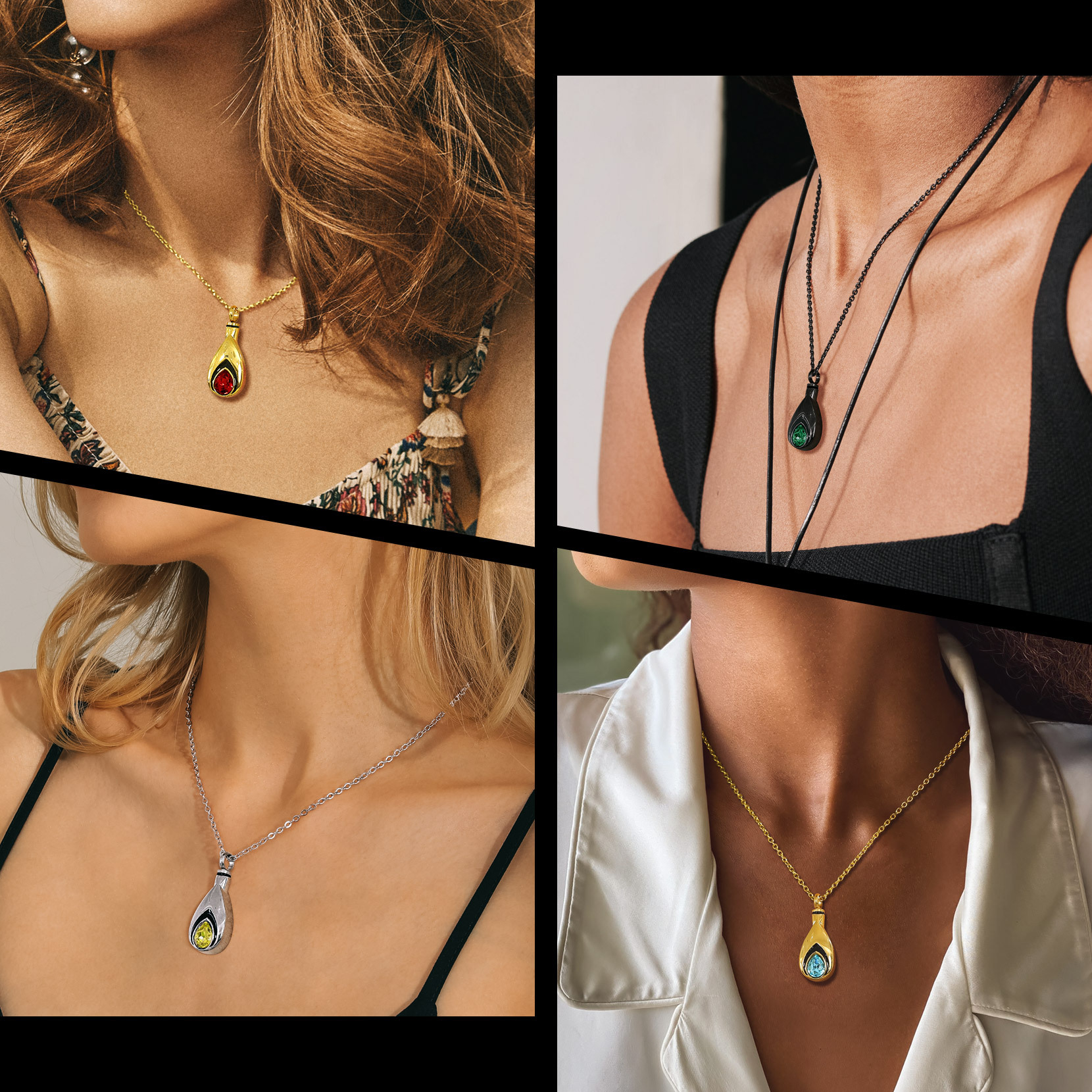 Collier Urne Personnalisé avec Pierre de Naissance pour Cendres Modèle